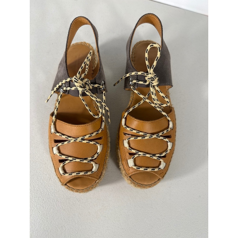 Made in Spain Naguisa Leather Mediterranean Suede Lace Up Platform Espadrille9.5